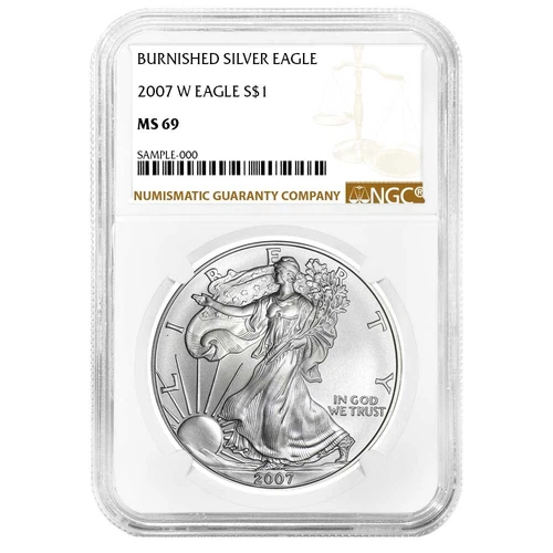 2007-W $1 1-oz Burnished American Silver Eagle NGC MS69 Brown Label