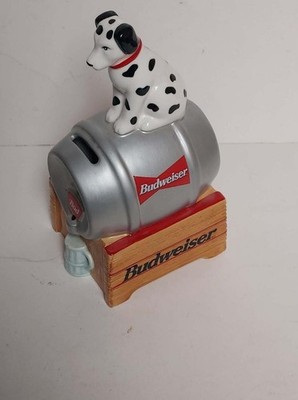 1999 Budweiser Dalmation Ceramic Barrel Keg Coin Bank
