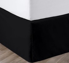 King Size 21-Inch Drop Bed Skirt - Elegant Pleated Dust Ruffle, Black