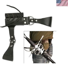 Universal Leather Sword Frog – Black Leather, Adjustable Fit, Fits Most Sword...