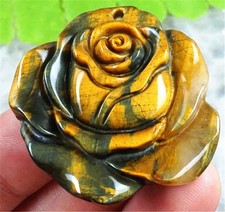 T21927 38x35x7mm Natural Golden/black Pietersite Carved Flower Pendant Bead
