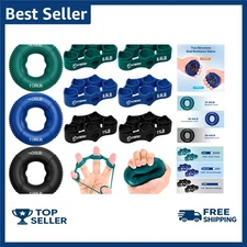 Grip Strength Trainer, Finger Exerciser, Forearm Strengthener 9-Piece Kit, Hand