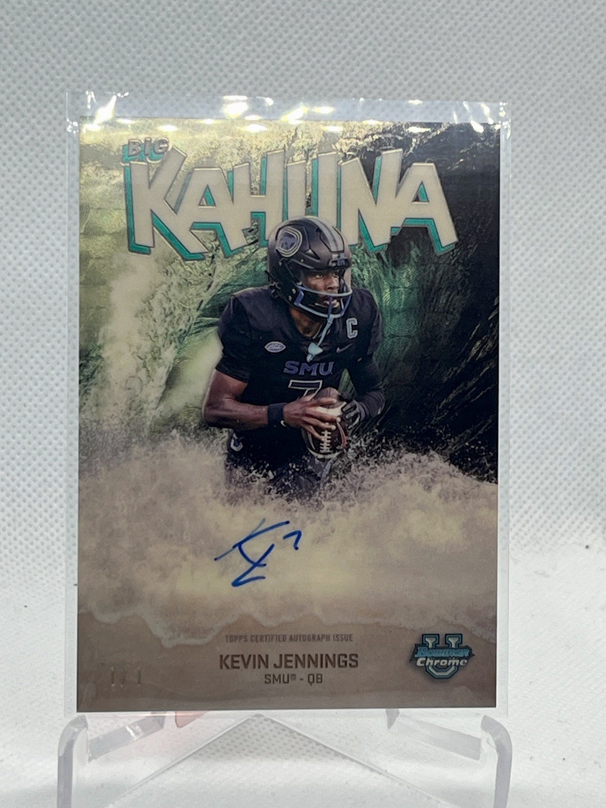 2025 Bowman Chrome U Football Kevin Jennings Big Kahuna Auto Gold Vinyl 1/1