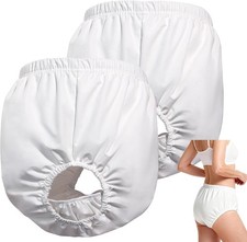 2 Pack Washable Reusable Adult Rubber Pants - Waterproof Incontinence Diaper Cov