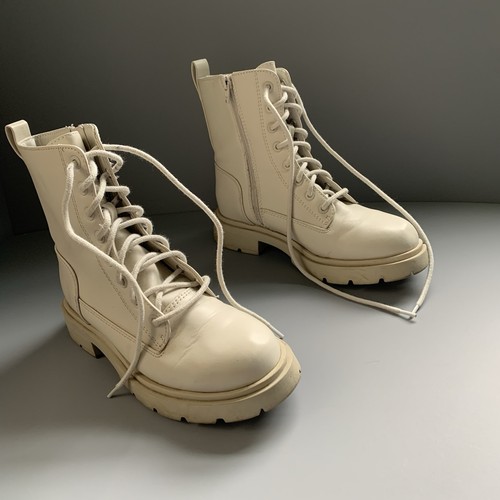 No Boundaries Memory Foam Lace Up Grunge Punk Tan Chunky Combat Boots WOMENS 6 - Picture 3 of 12