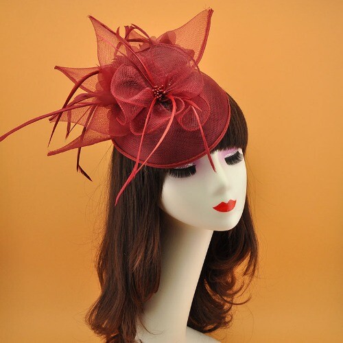 2023 Vintage Feather Bridal Evening Gown Tiara Party Hair Gauze Top Hat