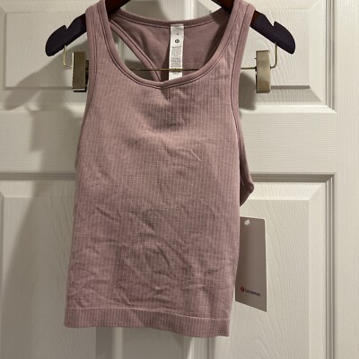 NWT Lululemon Ebb To Street Racerback Crop Tank Top Rose Blush  Size : 10