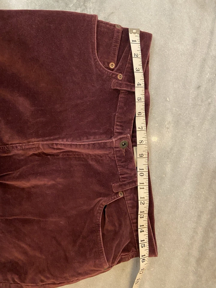 L.L. Pantalones elásticos de terciopelo púrpura talla 12 Bean pierna recta suaves tiro alto cremallera Foto 2 de 4