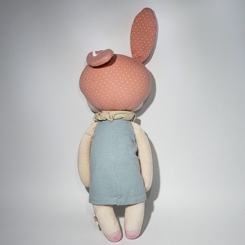 Metoo Angela Bunny 13" Plush Doll 16" w Bunny Ears Embroidered Apron Blue Dress - Picture 8 of 14