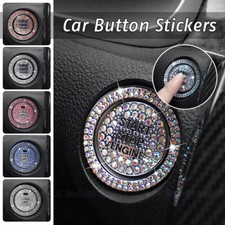 Car Accessories Push To Start Button Cover For Women Bling Ring Emblem Sticker