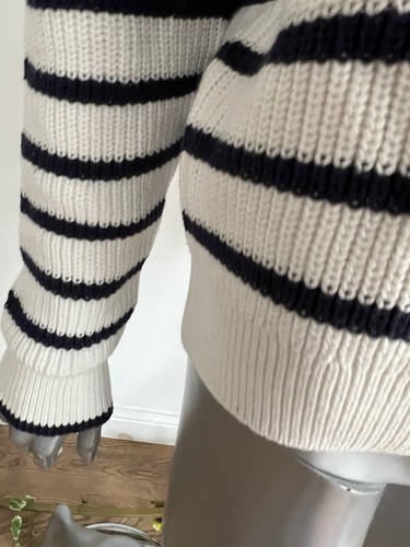 Maglione JOULES Cove Chunky lavorato a maglia taglia 8 e 22 vestibilità rilassata crema righe blu navy NUOVO - Foto 16 di 22