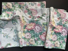 *RARE PAIR LAURA ASHLEY ~Morning Glory CURTAIN VALANCES Floral Flowers VINTAGE