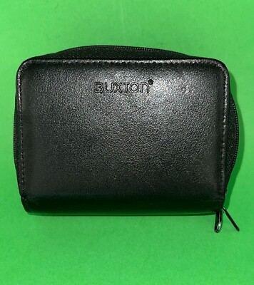 Buxton Credit Card Wallet Women's Black Leather Multiple Slot ID Cards Change