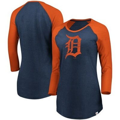 Detroit Tigers Majestic Home Stretch Cooperstown Raglan 3//4 Sleeve T-Shirt