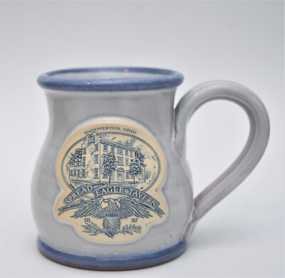 DENEEN POTTERY SPREAD EAGLE TAVEN HANOVERTON OHIO ESTABLISHED 1837 COFFEE MUG