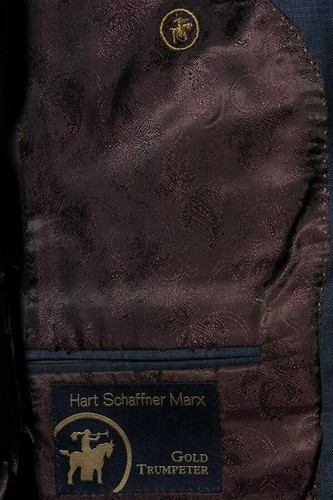 Hart Schaffner Marx Gold Trumpeter Men's Navy Sport Coat Jacket Blazer 40R - Picture 8 of 12