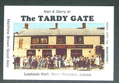 Matchbox Label Bouldens Pub Inn The Tardy Gate Lostock Hall Preston Lancs MA797