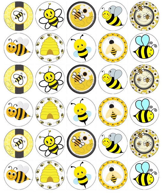 30 X Bumble Bee Edible Cupcake Toppers Wafer Paper Fairy Cake