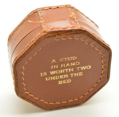 A Stud in Hand is Worth Two Under the Bed Vintage Leather Trinket Box England