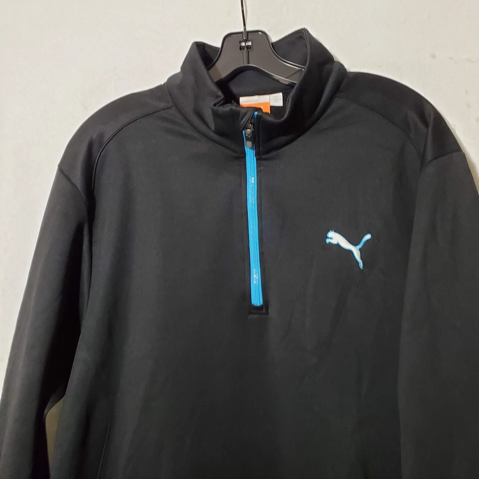 PUMA Sweatshirt Mens XL 1/4 Zip Pullover Fleece Lined Black Long Sleeve  - Image 3 of 4