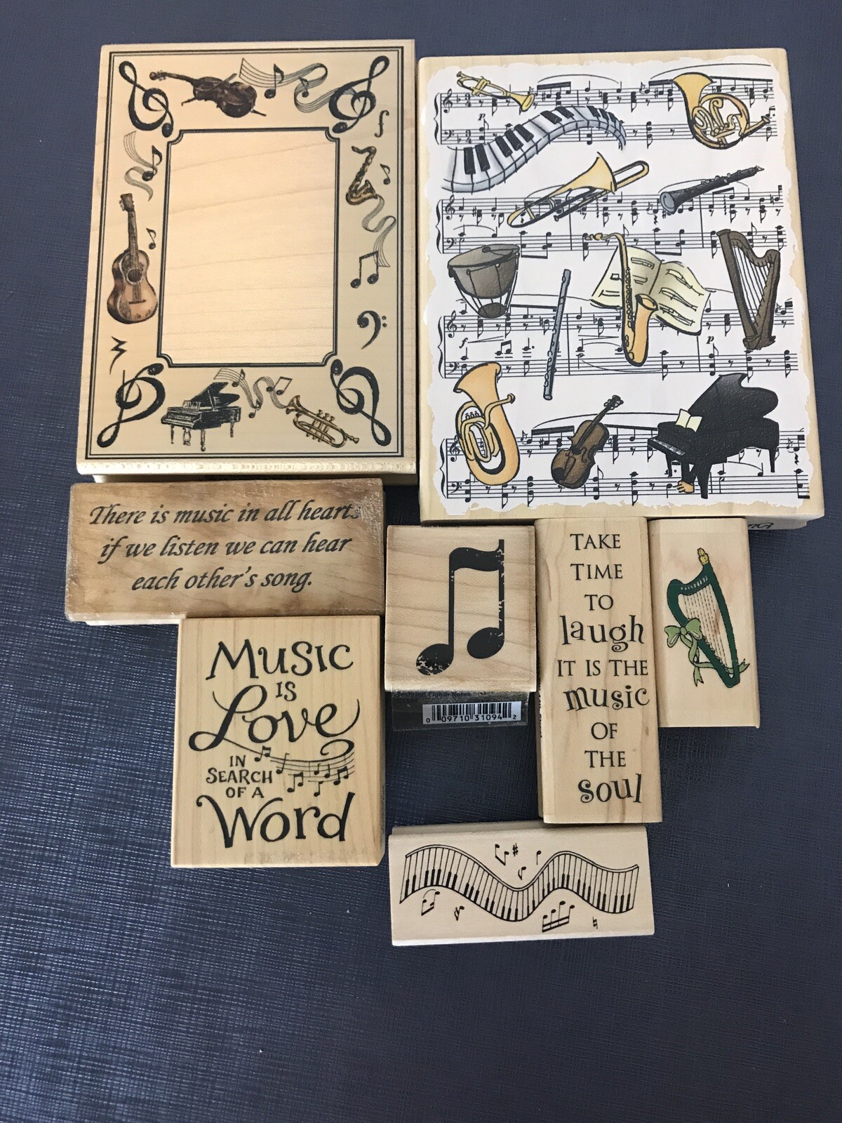 Music Theme Wood Mounted Rubber Stamps Baby Piano Lessons Musical Notes/8