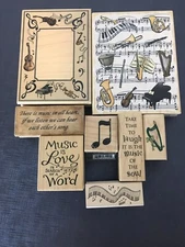 Music Theme Wood Mounted Rubber Stamps Baby Piano Lessons Musical Notes/8