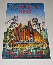 Large Grateful Dead 1980 Halloween NYC Radio City Poster Jerry Garcia 19"x13" 