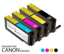 Set of 4 Refillable Edible Ink Cartridges for Canon MG5520 CLI-251 Series