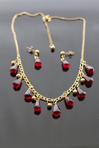 Authentic Pomegranate jewelry set 18K gold plated with resin charms