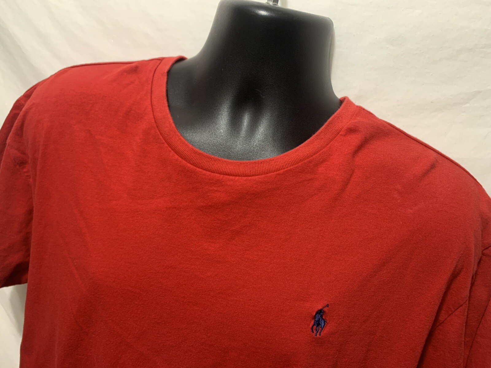 PONY Polo Ralph Lauren uomo rossa vestibilità classica girocollo tinta unita taglia XL maglietta