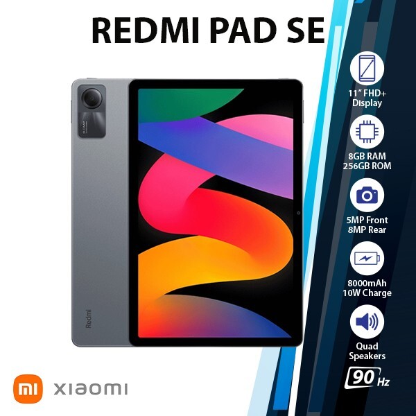 Xiaomi Redmi Pad SE Android PC Tablet (Wi-Fi, Grey, 8GB+256GB, New