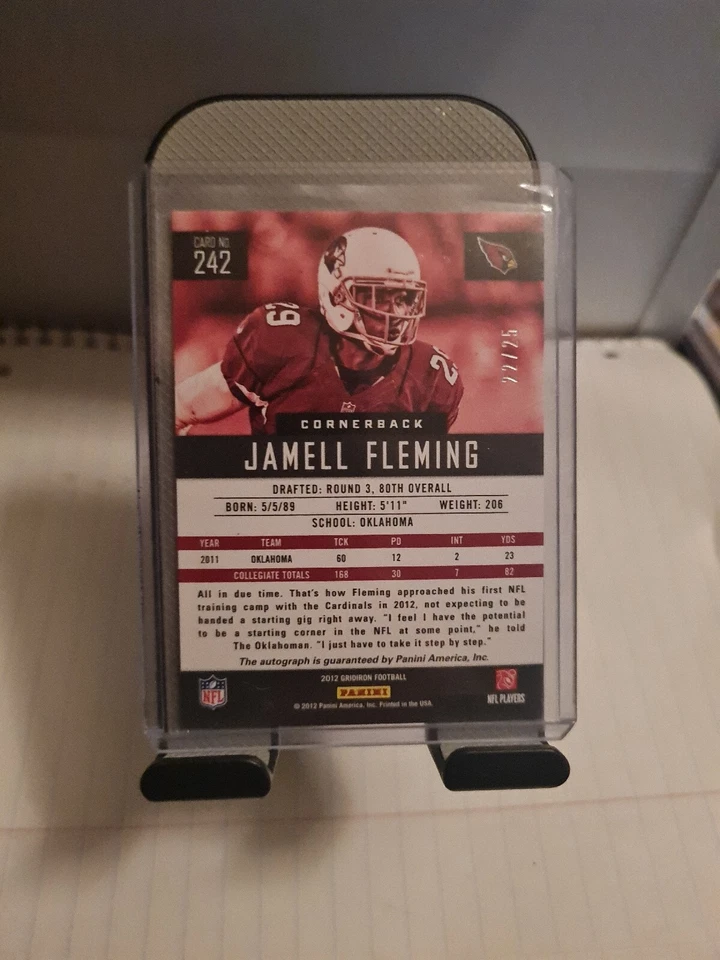 2012 Gridiron Platinum X's Cardinals #242 Jamell Fleming /25 Rookie RC Auto - Image 2 of 2