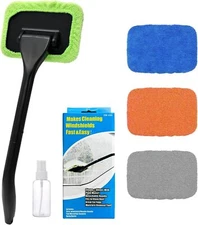 Car Windshield Cleaning Tool, Microfiber Window Cleaner with 4 Washable and Reus