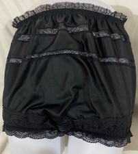 Custom Black W/ Black Lace Panties Sz 7 Wide Gusset Antron Tricot Nylon