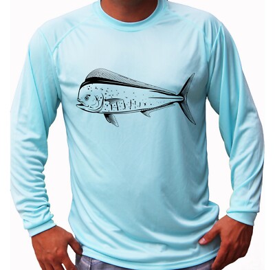 Mahi Mahi Dolphin Fish Long Sleeve UPF 30 T-Shirt Fishing Boat UV Protection Sun