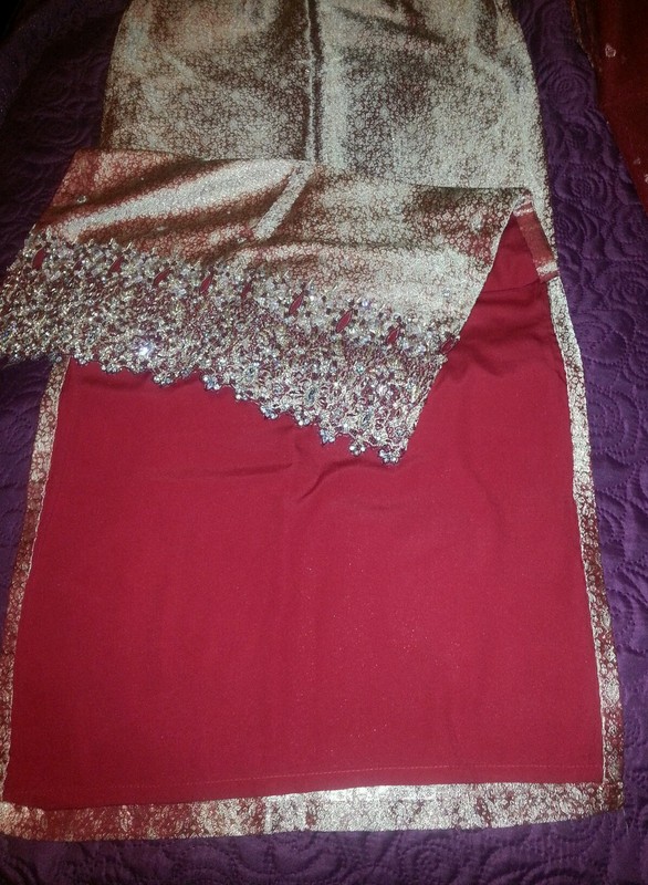 Indian Bridal wedding party choli Lehenga  Bollywood Designer 4 pieces Red/gold 