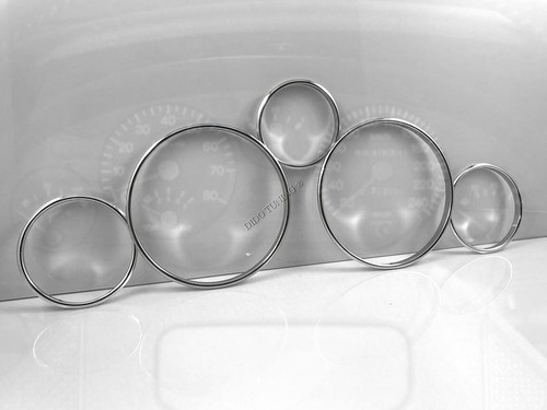 For Peugeot 405 86-96 Polished Aluminum Gauge Rings Dash Trim Surrounds 5pcs - Picture 4 of 9