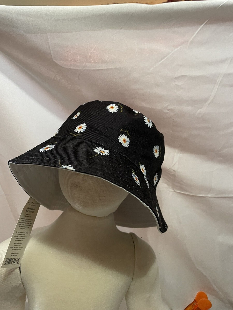 Alice & Olivia Reversible Bucket Hat Black With Daisies  display picture 2