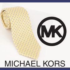 NWT 70 MICHAEL KORS  Men's Tie  Optical Geometric Tie in Yellow Blue T1187