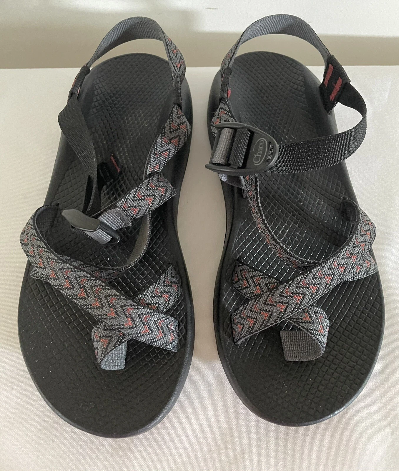 Chaco Z/2 Adjustable Strap Classic Grey, Black, Red Men Sandals Sz 9 US, 42 EUR