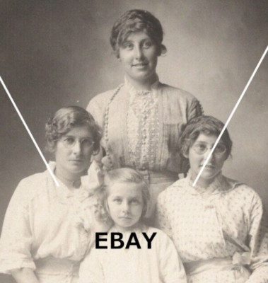 C 1904-1918 OOAK RPPC Postcard 4 Women Different Ages AZO BW