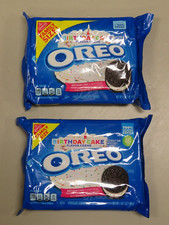  2 Packages of Nabisco Oreo Cookies Birthday Cake Flavor Family Size 17 Oz Each