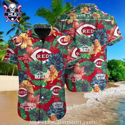 Floral Frenzy Reds Paradise Cincinnati Baseball Team Redss Hawaiian Shirt, Unise