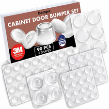 Clear Cabinet Door Bumpers, 90 Pack, 5 Shapes, Self-Adhesive Silicone Pads, Soun