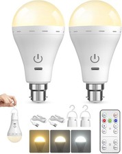 Rechargeable Light Bulbs with Remote B22, 3-Color & Stepless Dimmable with Timer