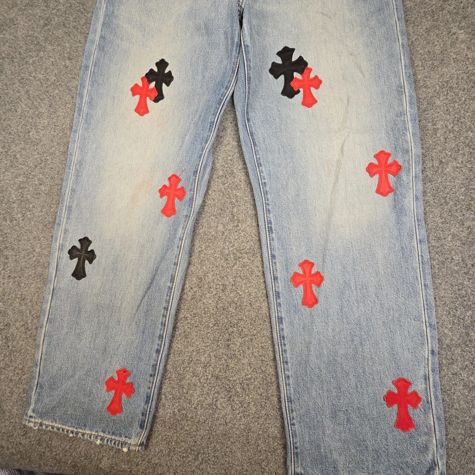 Мужские джинсы Levis 36 синий хром сердца 568 свободного прямой большой E размер 36 x 30 - Изображение 3 из 4