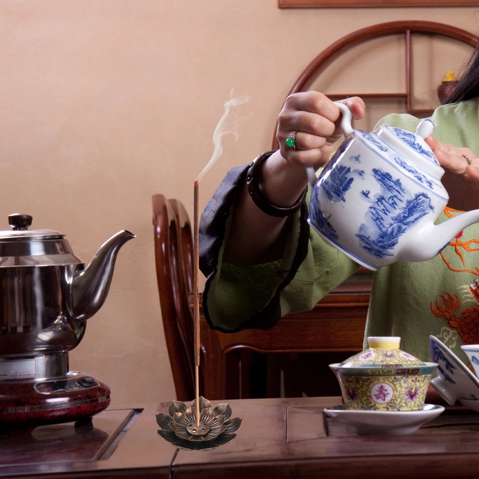 Paquete de 4 Quemadores de Incienso Kit Latón Lotus Stick Soporte de Incienso Cenicero Cobre Foto 4 de 4