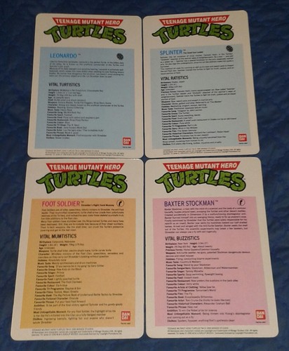 1990 * SET OF 4 INFO CARDS SET #2 * TEENAGE MUTANT NINJA TURTLES TMNT - Picture 2 of 2
