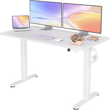 Electric Height Adjustable Standing Desk, 55 X 24 Inch Sit-Stand Desk with T-Sha