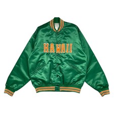 VTG 80s 90s NCAA HAWAII RAINBOW WARRIORS FELCO SATIN JACKET Sz L MADE IN USA